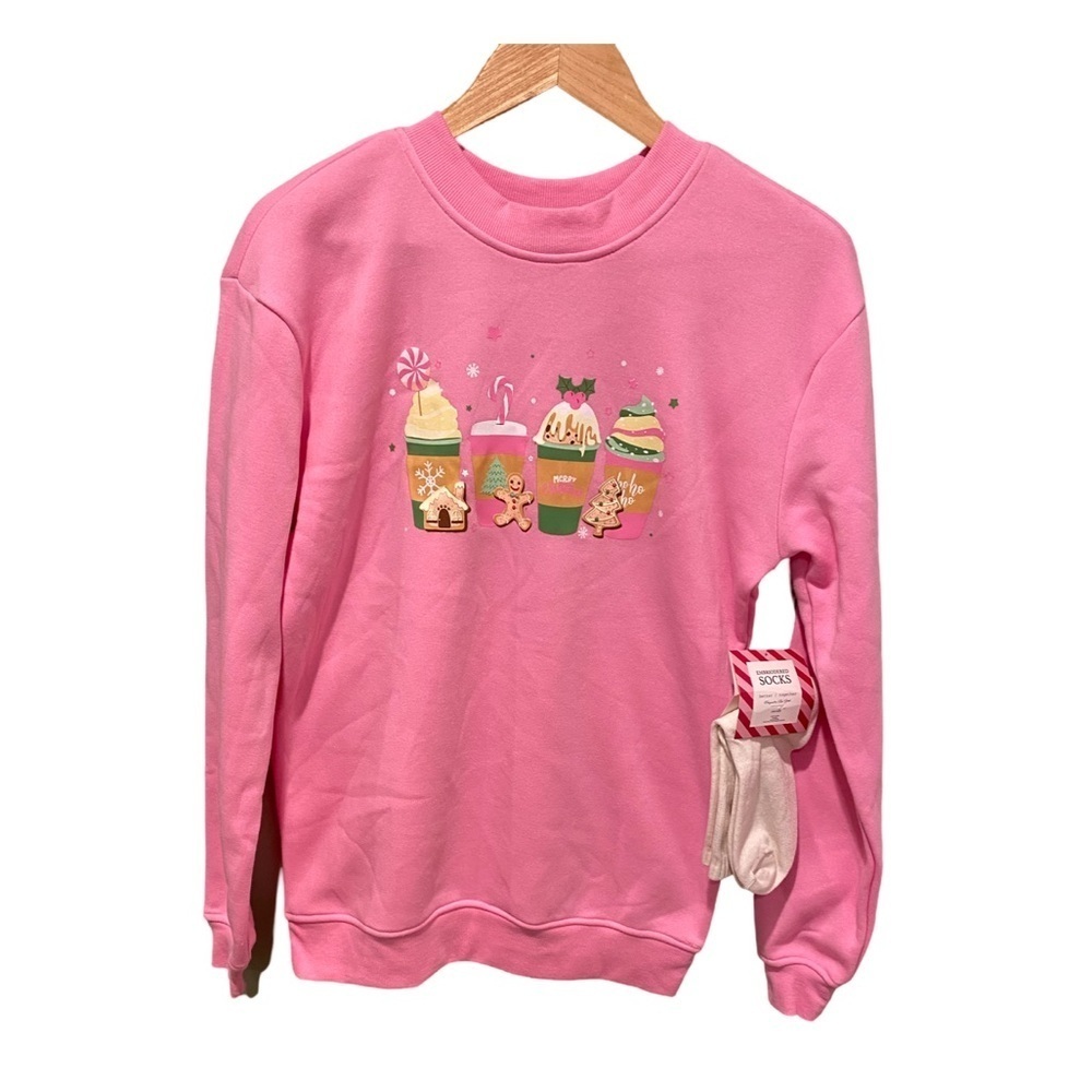 Better Together Christmas Holiday Frappe Gingerbread Coffee Sweatshirt NWT XS